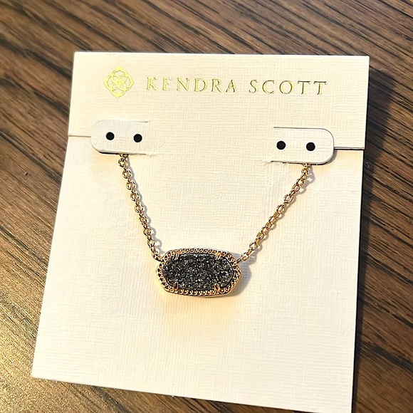 NEW Kendra Scott Elisa Gold Pendant Necklace in Platinum Drusy - Picture 3 of 10